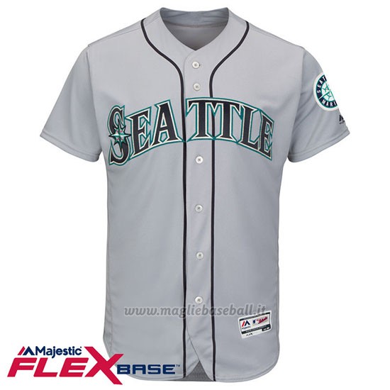 Maglia Baseball Uomo Seattle Mariners Blank Grigio Flex Base Autentico Collezione